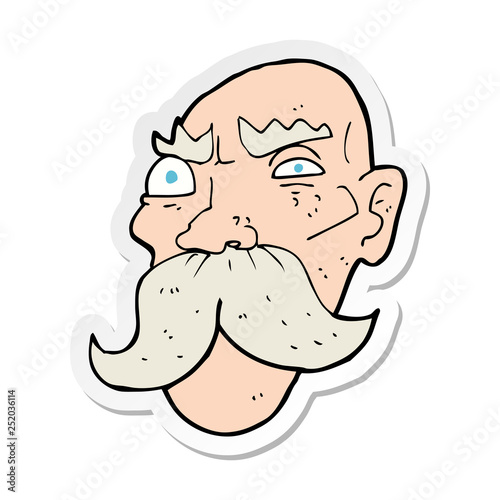 sticker of a cartoon angry old man