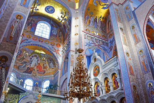 YEKATERINBURG, RUSSIA. Interior of the Cathedral on the Blood in the name of all Saints in the Russian Land in Ekaterinburg