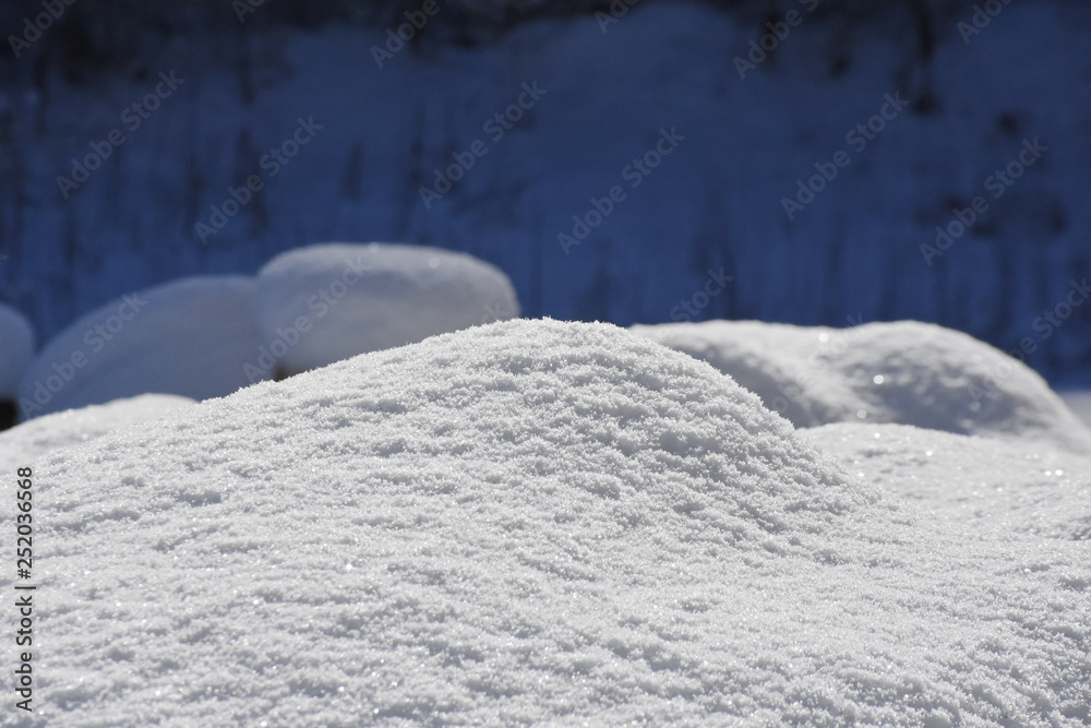 Snow close-up like white fabric