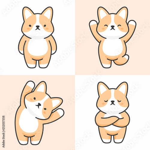 Vector set of cute corgi characters