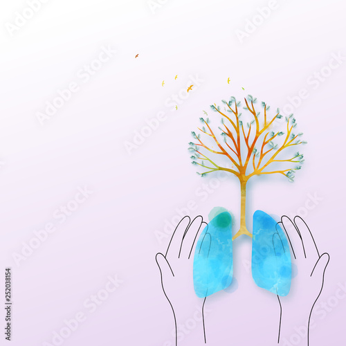 Lungs tree.Healthy life concept.  Forest protection concept good environment.