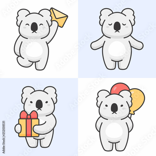 Vector set of cute koala characters