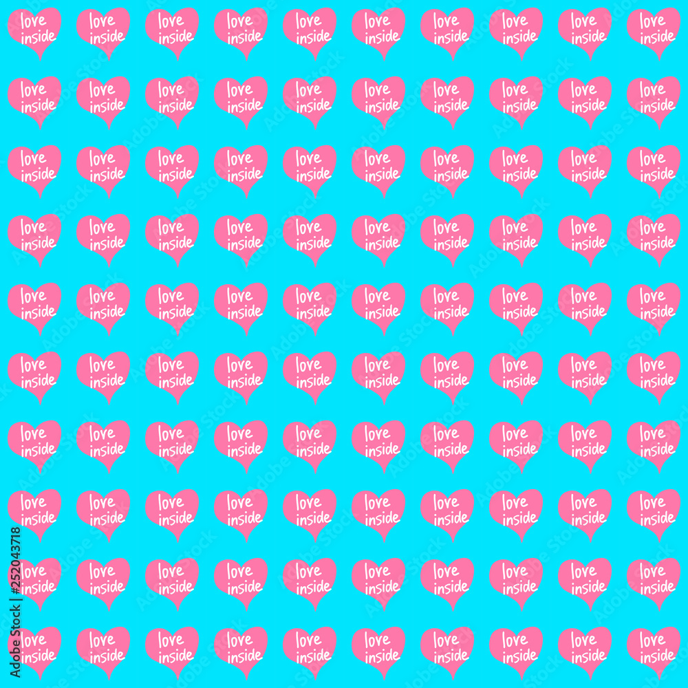 Love inside pink heart on cyan background Love inside pink heart on cyan background