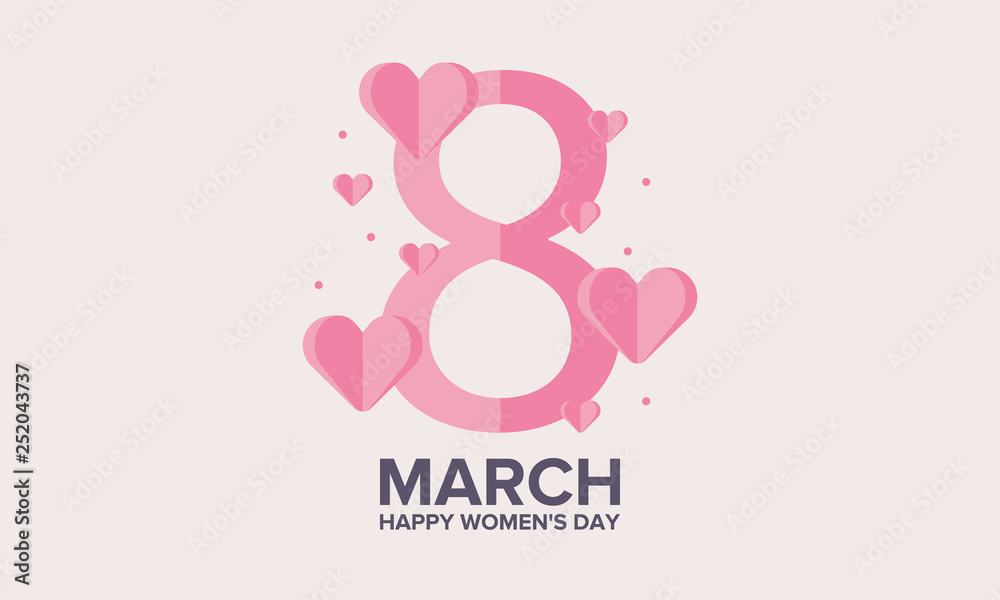 Happy Women’s Day. International holiday of female solidarity, which is celebrated on March 8. Beautiful inscription decorated with bright hearts. Poster, banner and background Happy Women’s Day. International holiday of female solidarity, which is celebrated on March 8. Beautiful inscription decorated with bright hearts. Poster, banner and background