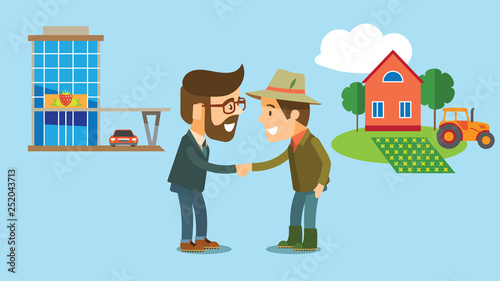 Illustrations for hand-drawn video. Entrepreneur and farmer
