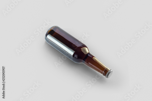 Beer Bottle Mock up isolated in soft gray background. 
