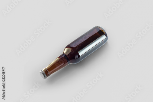 Beer Bottle Mock up isolated in soft gray background. 
