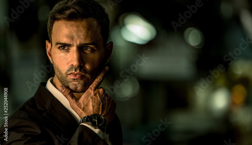 Night Portrait Of a Handsome Caucasian Business Man © he68