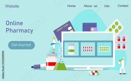 Pharmacist give advice and conceling medication to costumer at pharmacy vector concept, it can be used for landing page, template, ui, web, mobile app, poster, banner, flyer