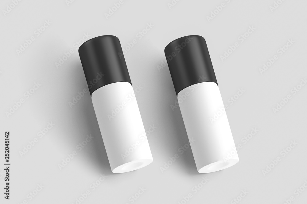  Realistic Cosmetic plastic bottle can sprayer container. With lid and without. Template For Mock up Your Design. 3D rendering