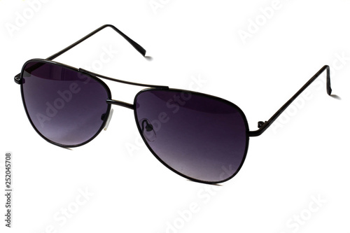 Black isolated aviator sunglasses