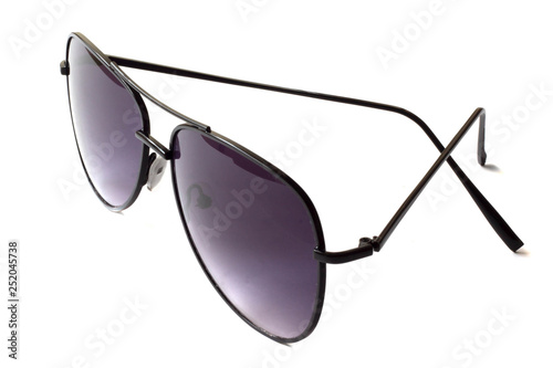 Black isolated metall aviator sunglasses