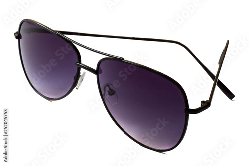 Black isolated metall aviator sunglasses 