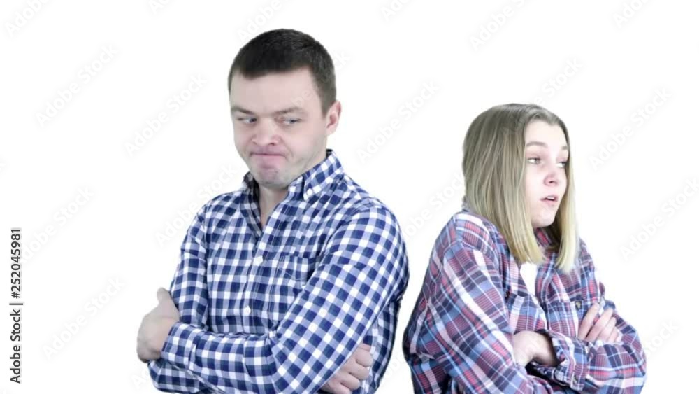 Angry woman and man yelling at each other. Face to face. Couple in conflict, man and woman fight. Relationship difficulties. Angry woman and man yelling at each other. Face to face. Couple in conflict, man and woman fight. Relationship difficulties.