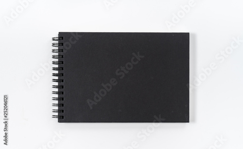 Business concept - Top view collection of black notebook on white background desk for mockup