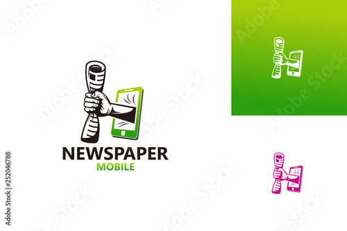 Mobile Newspaper Logo Template Design Vector, Emblem, Design Concept, Creative Symbol, Icon