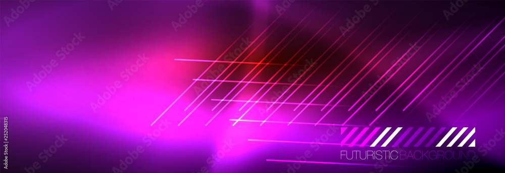 Neon glowing techno lines, hi-tech futuristic abstract background template with lines Neon glowing techno lines, hi-tech futuristic abstract background template with lines
