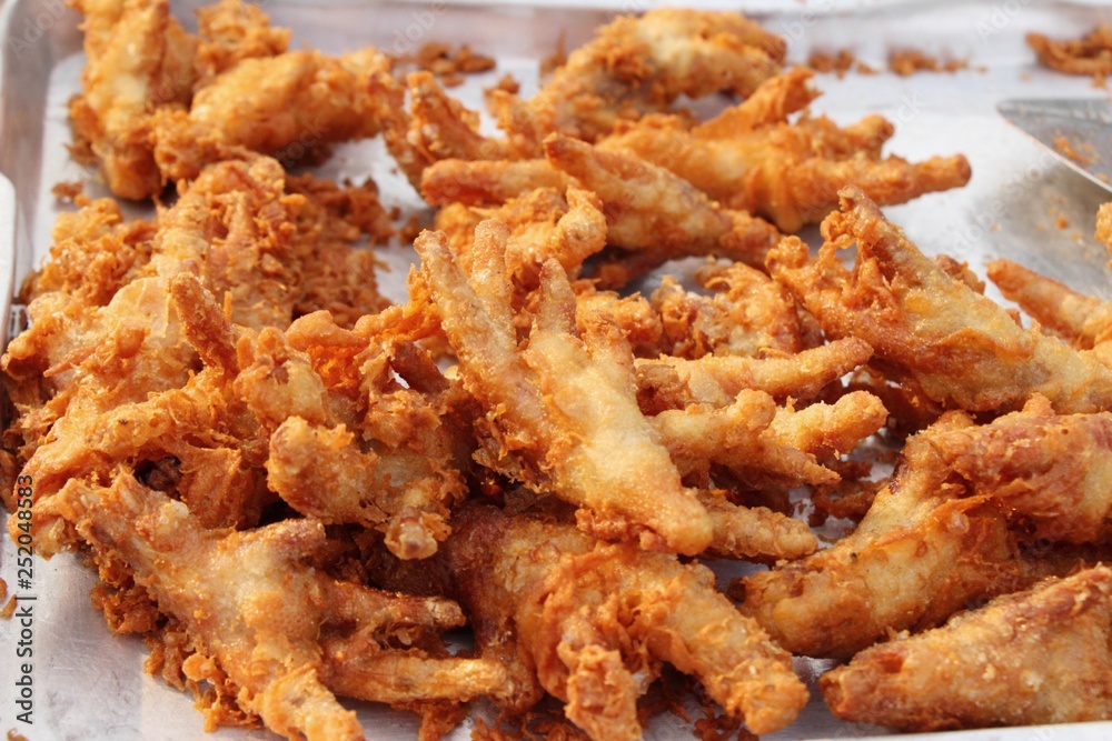 Fried chicken feet delicious in street food Fried chicken feet delicious in street food