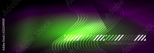 Glowing neon abstract lines  techno futuristic template