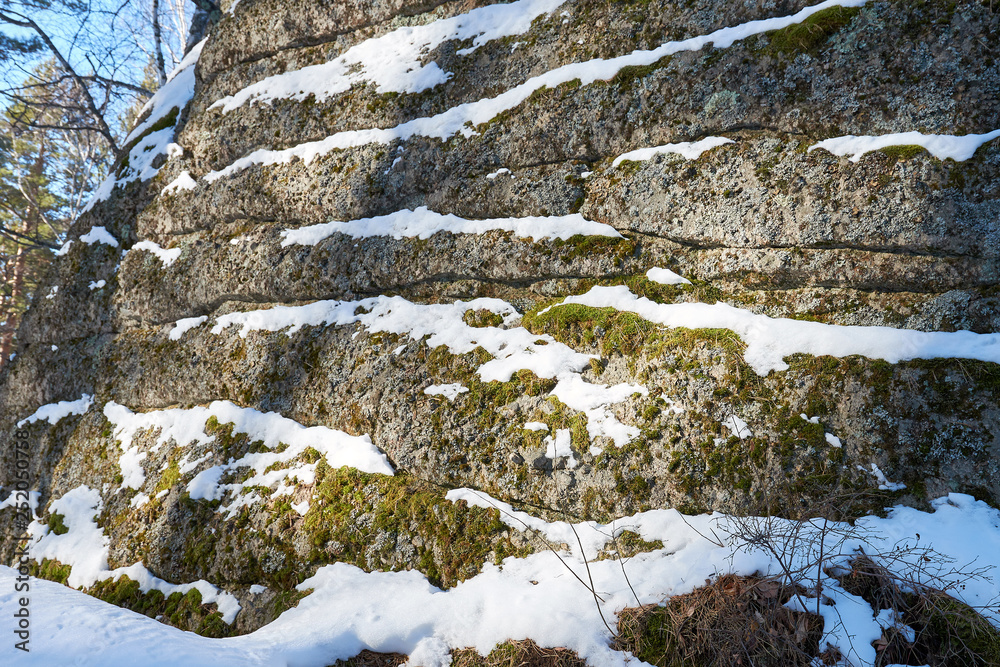 Stone Background Rough Rock Geological Formation Covered With Snow Stone Natural Patterned Texture Background Of Overlaid Surface In Beige Brown And Red Color Shades For Design Abstract Stock Photo Adobe Stock