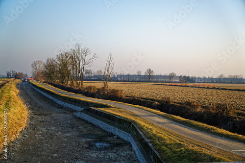 Dried up water canal, global warming concept photo