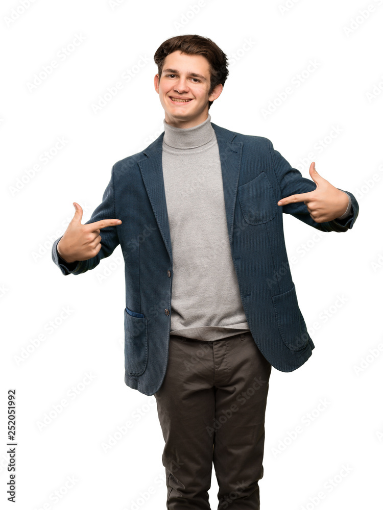 Teenager man with turtleneck proud and self-satisfied over isolated white background Teenager man with turtleneck proud and self-satisfied over isolated white background