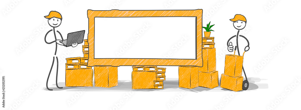 déménageur publicité cadre blanc