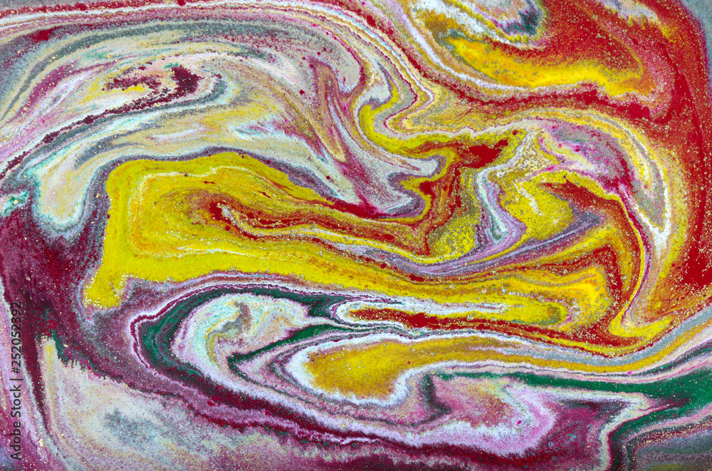Obraz premium Multicolored gold marbling pattern. Golden marble liquid texture.