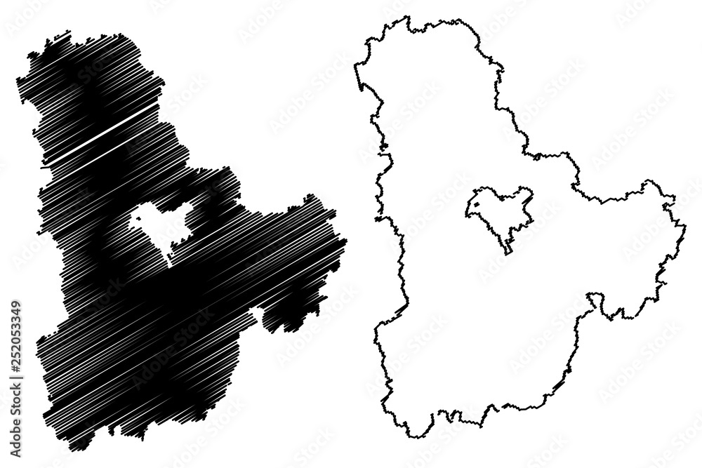 KKiev Oblast (Administrative divisions of Ukraine, Oblasts of Ukraine) map vector illustration, scribble sketch Kyiv Oblast (Kyivshchyna) map