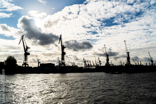 Container cranes of port of Hamburg.