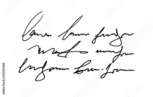 Vector hand drawn Template old vintage text. Unreadable I illegible handwriting. illustration on white background.