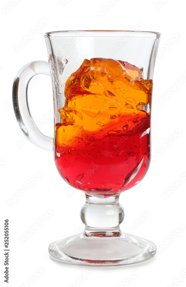 Coctail in a glass with raw fruit on white background Coctail in a glass with raw fruit on white background