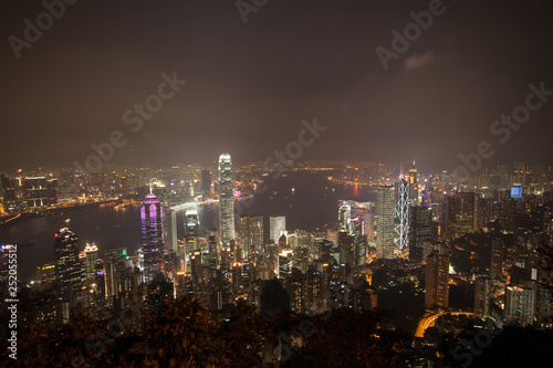 Foggy Hong Kong by night