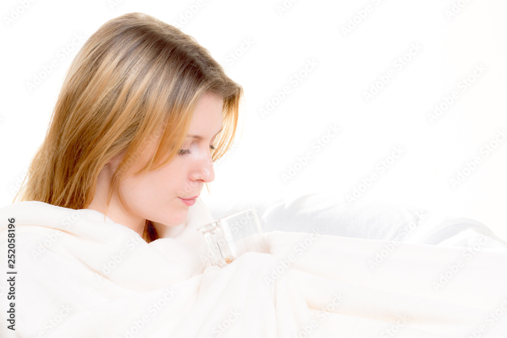 a sick girl with the cold