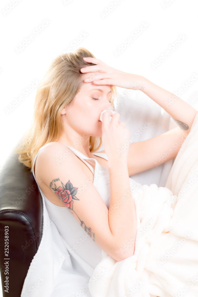 a sick girl with the cold a sick girl with the cold