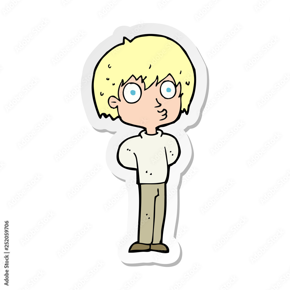 sticker of a cartoon impressed boy sticker of a cartoon impressed boy