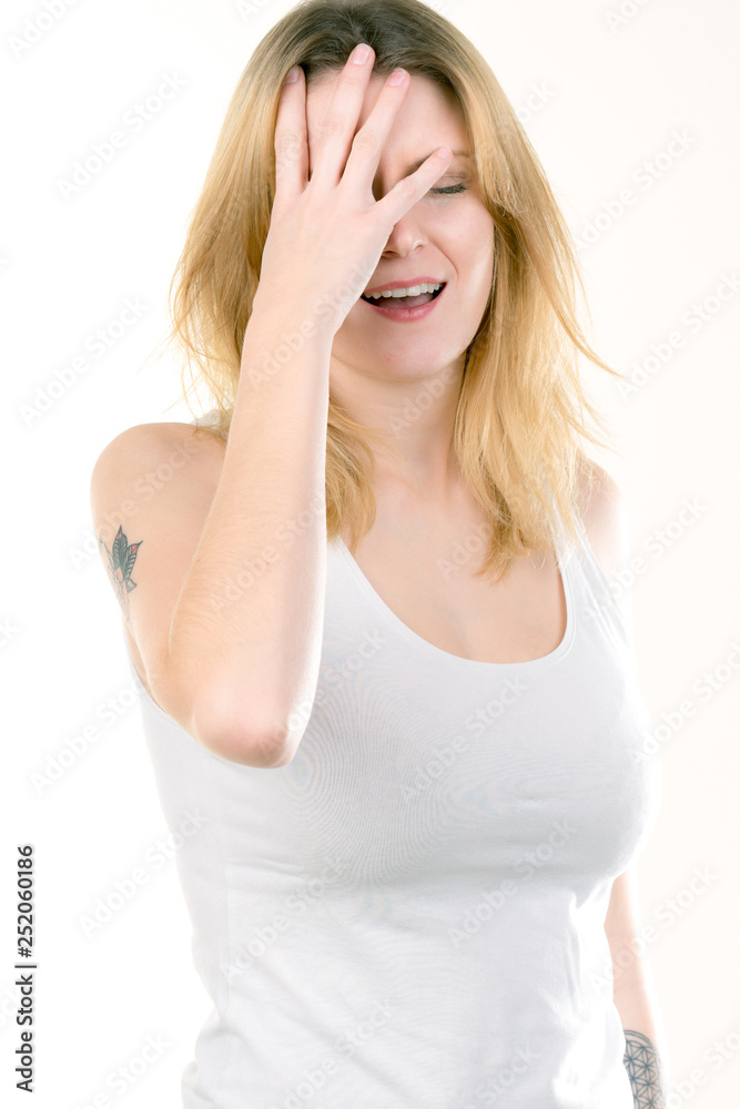 Girl with emotions sad anger mad scream Girl with emotions sad anger mad scream