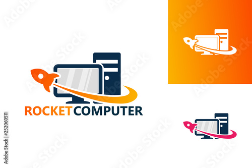 Rocket Computer Logo Template Design Vector, Emblem, Design Concept, Creative Symbol, Icon