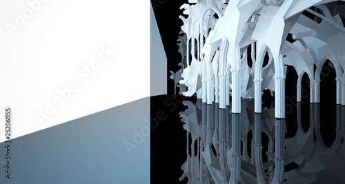 Abstract white and black gothic interior. 3D illustration and rendering.