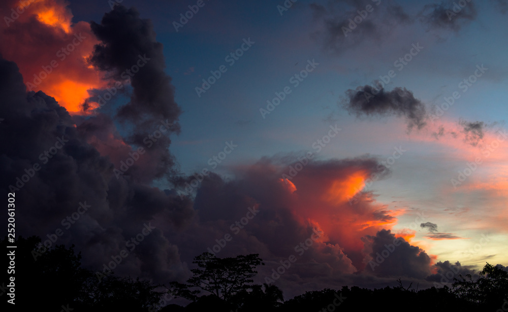 Sunset in a dramatic clouds