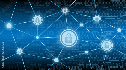 Cyber technology security, network protection background design, vector illustration