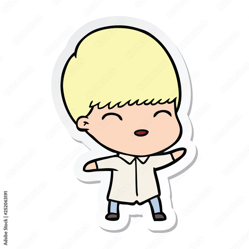 sticker of a happy cartoon boy sticker of a happy cartoon boy