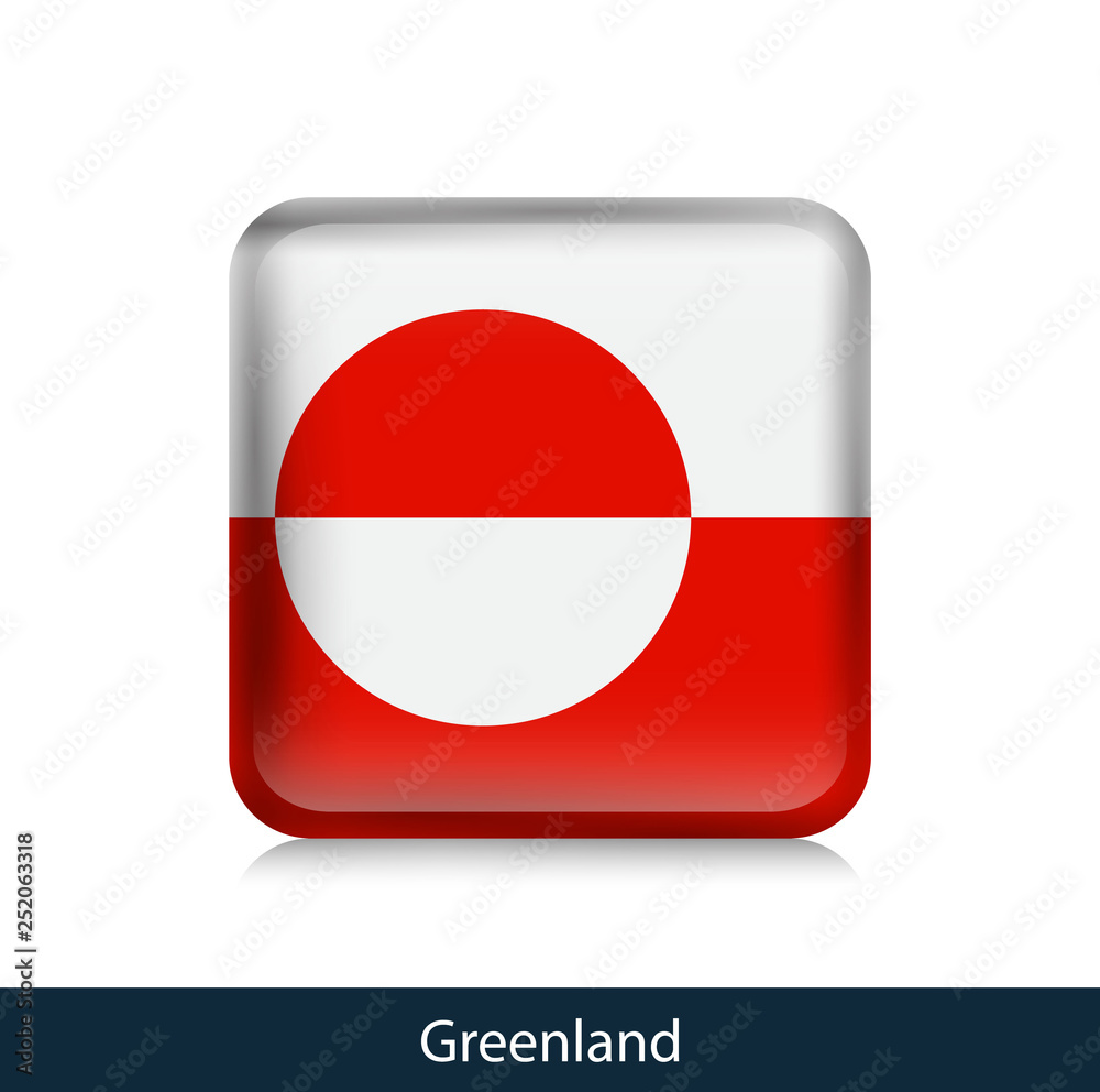 Flag of Greenland - Square glossy badge Flag of Greenland - Square glossy badge