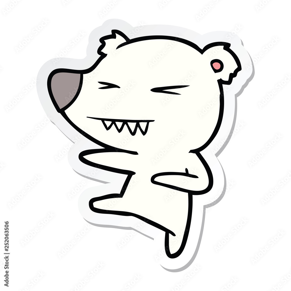sticker of a kicking polar bear cartoon sticker of a kicking polar bear cartoon