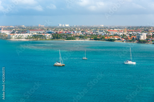 Aerial view of the city of Oranjestad near the airport. Aruba  photo