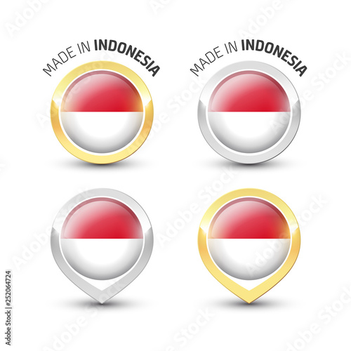 Made in Indonesia - Round labels with flags Free Download Made in Indonesia - Round labels with flags - GFXLoad
