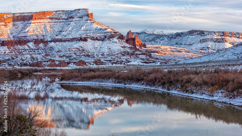 Fisher Towers and Colorado River in WInter
