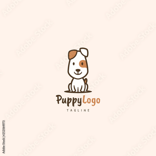 Puppy Cartoon Logo Vector Illustration