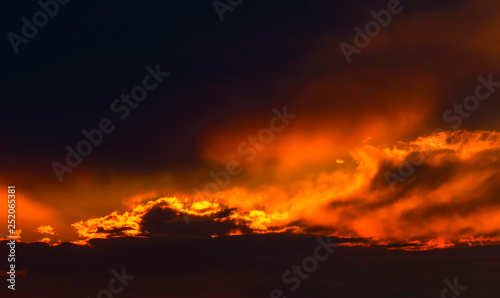 Beautiful sunset with dramatic clouds on the sky