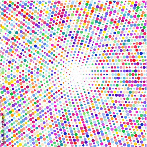 The multicolored dots in a circle on a white